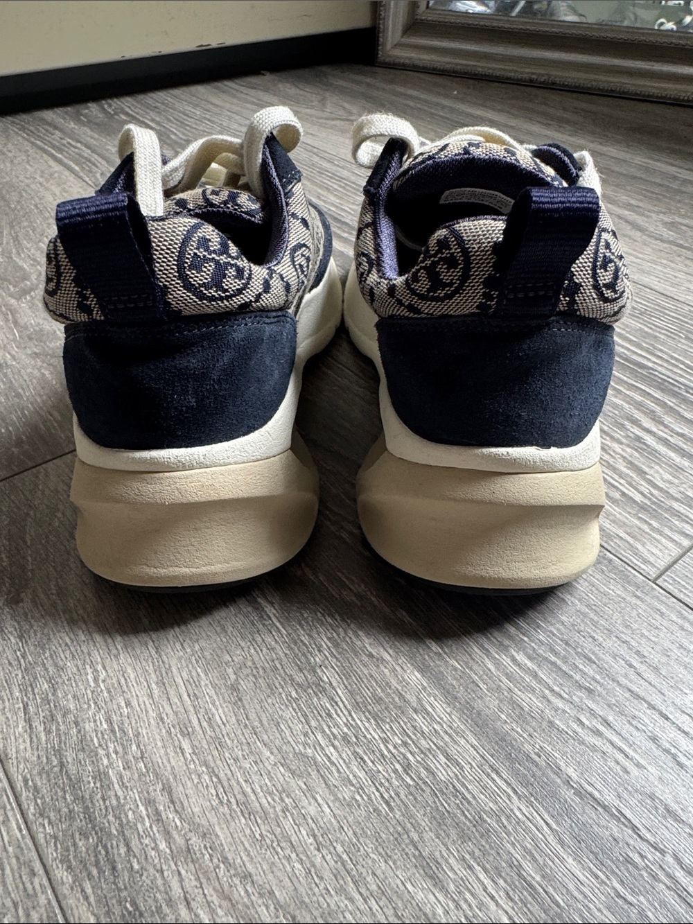 Tory Burch Navy and Cream Patterned women’s Sneakers - Picture 7 of 10